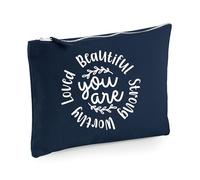 You are Beautiful Strong Worthy Loved - Bolsa de maquillaje divertida, Blue