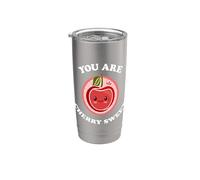 You Are Cherry Sweet, lindo y adorable juego de palabras con cerezas kawaii Vaso térmico de acero inoxidable de doble pared