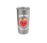 You Are Cherry Sweet, lindo y adorable juego de palabras con cerezas kawaii Vaso térmico de acero inoxidable de doble pared