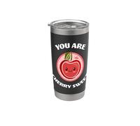 You Are Cherry Sweet, lindo y adorable juego de palabras con cerezas kawaii Vaso térmico de acero inoxidable de doble pared