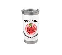 You Are Cherry Sweet, lindo y adorable juego de palabras con cerezas kawaii Vaso térmico de acero inoxidable de doble pared