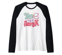 You Are Enough Retro 70s Daisy Positive Afirmation Camiseta Manga Raglan