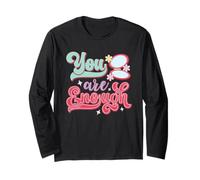 You Are Enough Retro 70s Daisy Positive Afirmation Manga Larga
