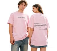 You Are Enough Tshirt Dear Person Behind Me Shirt for Men & Women Mental Health Matters Graphic Casual Top (Pink,XXL)