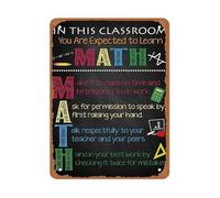 You Are Expected To Learn Math Metal Sign Math Classroom Rule Chalkboard Style Wall Decor for School 8 X 12 in