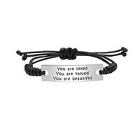 You Are Love You Are Valued You Are Beautiful, regalos inspiradores de fe, pulsera ajustable hecha a mano con cuerda