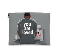 You Are Loved - Bolsa de maquillaje moderna y minimalista para mujer, organizador portátil de lona con cremallera, uso diario, Gris, 7x9 Inch, Mensaje