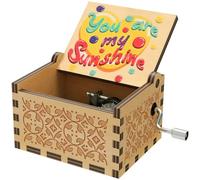 You are My Sunshine - Cajas de música con diseño de girasoles, manivela de madera, caja musical antigua para niños, amigos, amantes, madre, San Valentín, cumpleaños, Navidad (corazón de madera)
