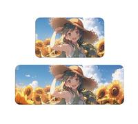 You are My Sunshine - Juego de tapetes de cocina con estampado de girasol para suelo, para varios espacios interiores y exteriores