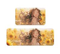 You are My Sunshine - Juego de tapetes de cocina con estampado de girasol para suelo, para varios espacios interiores y exteriores