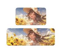 You are My Sunshine - Juego de tapetes de cocina con estampado de girasol para suelo, para varios espacios interiores y exteriores