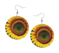You Are My Sunshine - Pendientes redondos de piel de girasol, accesorios diarios para trabajar en el trabajo, moda para mujer, talla única, Cuero sintético