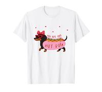 You Are One Hot Dog Dachshund Valentine Doxie Heart Pun Lindo Camiseta