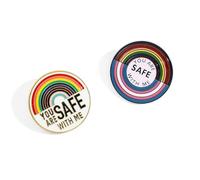You are safe with me, alfileres esmaltados, LGBT Transgénero arco iris, lesbianas, bisexuales, gay, progresivo, broche de solapa, pines esmaltados para ropa, mochila, sombrero, decoración, divertido