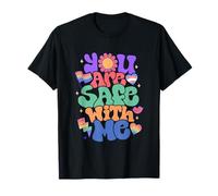 You Are Safe With Me Retro Groovy Pride Month LGBTQ Bandera Camiseta