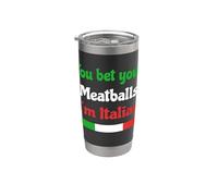 You Bet Your Meatballs Funny Italian Pride Verde Blanco Rojo Vaso térmico de acero inoxidable de doble pared