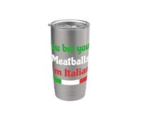 You Bet Your Meatballs Funny Italian Pride Verde Blanco Rojo Vaso térmico de acero inoxidable de doble pared