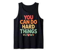 You Can Do Hard Things Retro Testing Teacher Apreciación Camiseta sin Mangas