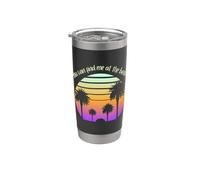 You Can Find Me At The Beach Palm Tree Ocean Gráfico Vaso térmico de acero inoxidable de doble pared