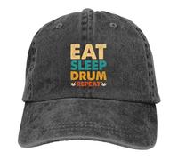 You Can Never Have Too Many Guars Gorra de béisbol para papá, ajustable, original, clásica, de bajo perfil, de algodón, para hombres y mujeres, Retro Eat Sleep Drum Repeat Black 21, Talla única