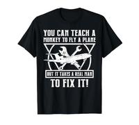 You Can Teach A Monkey To Fly A Plane Camiseta gráfica económica, Hombre, Negro, XL