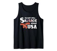 You Cant Spell Sausage Without USA 4th of July American Flag Camiseta sin Mangas