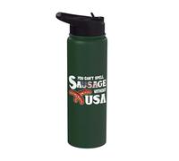 You Cant Spell Sausage Without USA 4th of July American Flag Stainless Steel Insulated Water Bottle