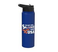 You Cant Spell Sausage Without USA 4th of July American Flag Stainless Steel Insulated Water Bottle
