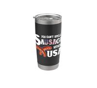 You Cant Spell Sausage Without USA 4th of July American Flag Vaso térmico de acero inoxidable de doble pared