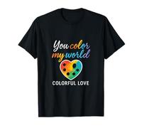 You Color My World Rainbow Heart Pareja Novedad Camiseta