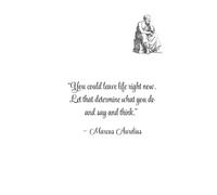 “You could leave life right now. Let that determine what you do and say and think.” -Marcus Aurelius