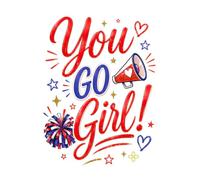 You Go Girl, Inspirational Cheerleading Journal, 8.5”x11” Wide Ruled Motivational Blank Notebook, Paperback Lined 100 Page