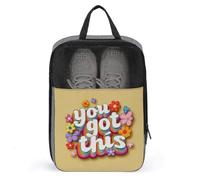 You Got This - Bolsa de zapatos con texto retro de flores para viajes, uso diario, bolsa de almacenamiento antipolvo para zapatos de golf