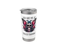 You Had Me at Trigger Warning Dark Romance Merch Smutty Book Vaso térmico de acero inoxidable de doble pared