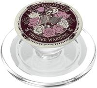You Had Me At Trigger Warning Skeleton Bookish Floral Book PopSockets PopGrip para MagSafe