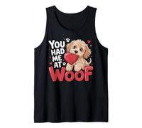 You Had Me At Woof Cute Puppy Dog Hearts Pet Lover Camiseta sin Mangas
