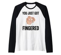You Just Got Fingered Funny Señalando Mano Broma Camiseta Manga Raglan