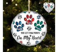 You Left Paw Prints On My Heart - Recuerdo de Navidad personalizado para mascotas 2026 con nombre, recuerdo conmemorativo para los amantes de las mascotas, adornos personalizados para decoración del