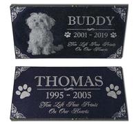 You Left Paw Prints on Our Hearts - Piedras conmemorativas para mascotas, lápida personalizada, marcador de tumba, placa de jardín de granito negro absoluto grabada con fecha de nombre de perro y gato