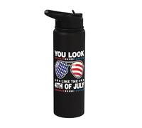 You Look Like The 4th Of July For Men Women America Flag Stainless Steel Insulated Water Bottle