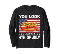 You Look Like The 4th of July For Men Women Hot Dog Funny Manga Larga
