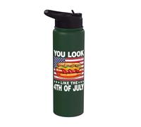 You Look Like The 4th Of July For Men Women Hot Dog Funny Stainless Steel Insulated Water Bottle