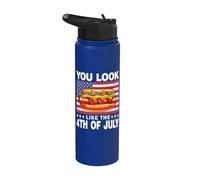 You Look Like The 4th Of July For Men Women Hot Dog Funny Stainless Steel Insulated Water Bottle