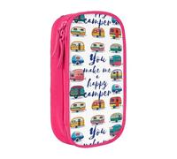 You Make Me Happy Camper Trailer Estuche para lápices de gran capacidad, estuche para lápices, estuche para bolígrafos, estuche para maquillaje para niñas, niños, adultos, escuela, oficina y viajes