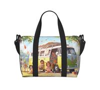 You Make Me Happy Camper Trailer3 - Bolsa de gimnasio para mujer, bolsa de viaje para fin de semana, bolsa de viaje para artículos personales, Negro -, Talla única