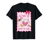 You Make My Heart Go Hong Goose Valentine Pun Lindo Corazón Arco Camiseta