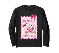 You Make My Heart Go Hong Goose Valentine Pun Lindo Corazón Arco Manga Larga