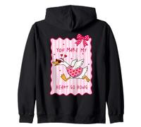 You Make My Heart Go Hong Goose Valentine Pun Lindo Corazón Arco Sudadera con Capucha