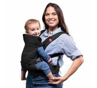 YOU+ME Mochila portabebes recien nacido 4 en 1 (3,6-14,5 kg) - Porteo Bebe | Todas las posiciones | Saludable para la cadera | Ajustable | Con paneles transpirables de malla 3D y babero 2 en 1 (Negro)