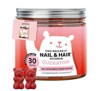 You Nailed It Nail & Hair Vitamin - Gominolas con 30 mg de queratina - con vitaminas C, E, biotina, zinc, selenio y cobre - 30 unidades (para 1 mes) - Sin azúcar, vegetarianas - Bears with Benefits